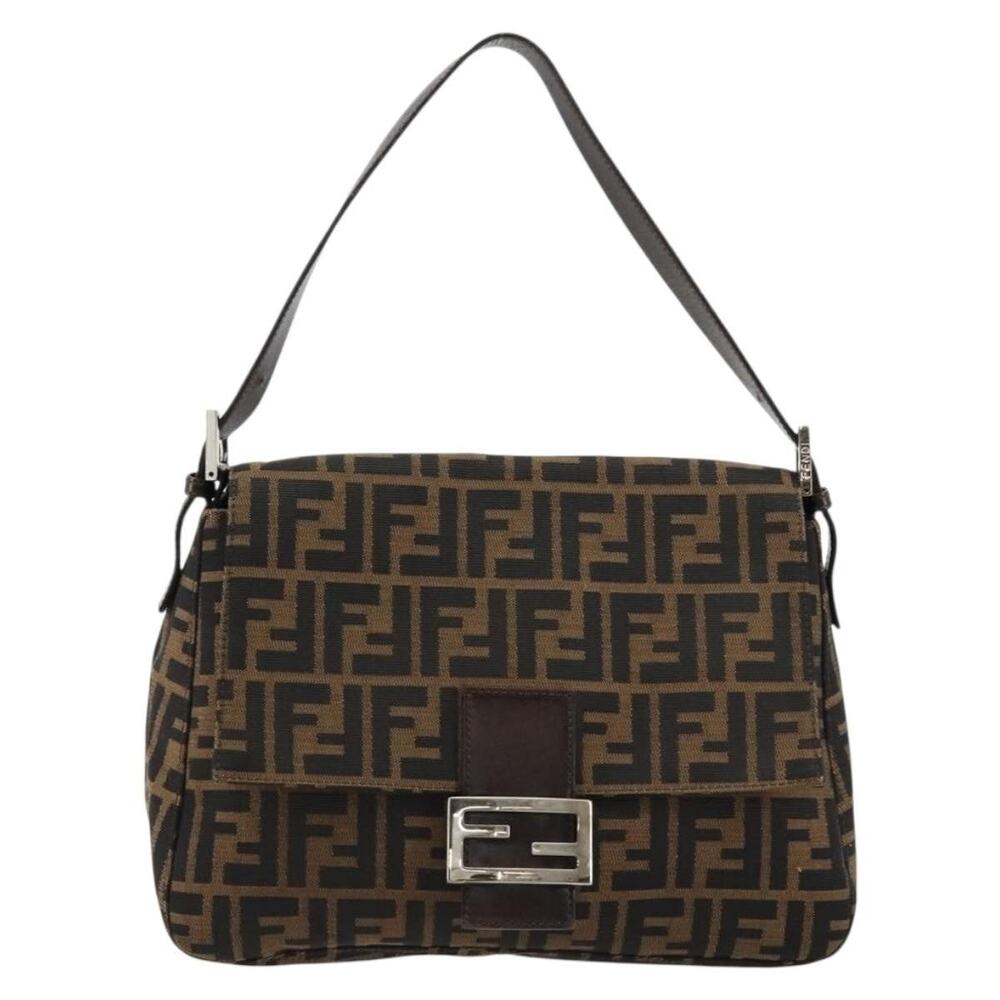 Fendi Zucca Mamma Baguette Shoulder Bag Black